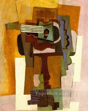Pablo Picasso Painting - Guitar on a pedestal table 1922 cubism Pablo Picasso